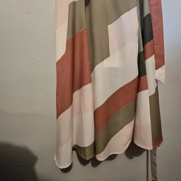 Hutch Anthropologie Abstract Wrap Maxi Dress Womens LG Green Geometric Flowy - Picture 4 of 16